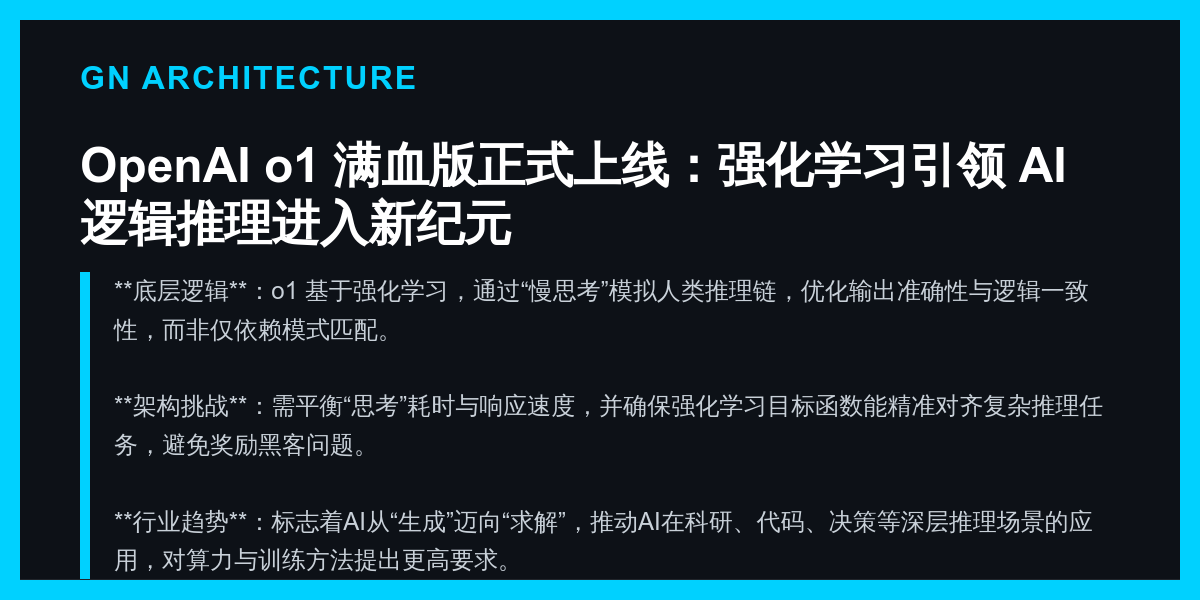 OpenAI o1 满血版正式上线：强化学习引领 AI 逻辑推理进入新纪元