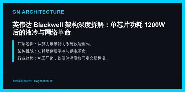 英伟达 Blackwell 架构深度拆解：单芯片功耗 1200W 后的液冷与网络革命